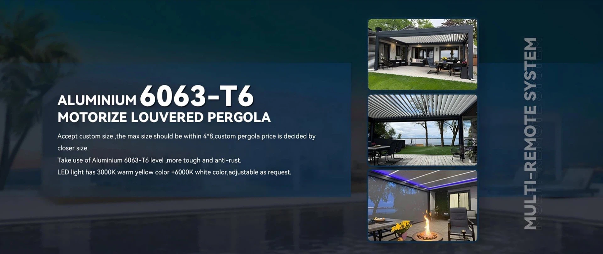 6063-T6 Aluminum Pergola